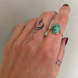 Emerald Valley Turquoise and Solid 14k Gold Ring- Size 9.75 (can be sized up 1/2 size)