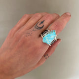 The Squiggle Signet Ring- Size 11- Royston Turquoise and Sterling Silver