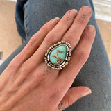 The Silhouette Ring 1- Natural Royston Turquoise and Sterling Silver- Finished to Size or as a Pendant