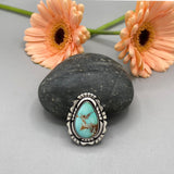 The Silhouette Ring 1- Natural Royston Turquoise and Sterling Silver- Finished to Size or as a Pendant