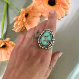 The Silhouette Ring 1- Natural Royston Turquoise and Sterling Silver- Finished to Size or as a Pendant