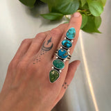 The Turquoise Collector Ring #1- Kingman, Lone Mountain, Morenci, Royston, and Emerald Valley Turquoise and Sterling Silver- Finished to Size or as a Pendant