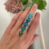 The Turquoise Collector Ring #1- Kingman, Lone Mountain, Morenci, Royston, and Emerald Valley Turquoise and Sterling Silver- Finished to Size or as a Pendant