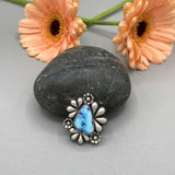 The Flora Ring 2- Natural Golden Hills Turquoise and Sterling Silver- Finished to Size or as a Pendant