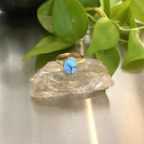 The Soleil Ring- Golden Hills Turquoise and 14k Gold- Size 6