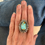 The Silhouette Ring 2- Natural Royston Turquoise and Sterling Silver- Finished to Size or as a Pendant