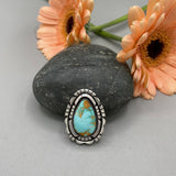 The Silhouette Ring 2- Natural Royston Turquoise and Sterling Silver- Finished to Size or as a Pendant