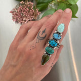 The Turquoise Collector Ring #2- Royston, Golden Hills, Lone Mountain, and Emerald Valley Turquoise and Sterling Silver- Finished to Size or as a Pendant