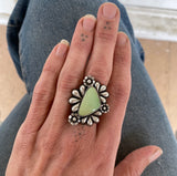 The Flora Ring 3- Natural Royston Turquoise and Sterling Silver- Finished to Size or as a Pendant
