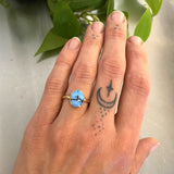 The Soleil Ring- Golden Hills Turquoise and 14k Gold- Size 7