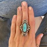 The Peacock Ring 3- Natural Royston Turquoise and Sterling Silver- Finished to Size or as a Pendant