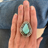 The Silhouette Ring 3- Natural Royston Turquoise and Sterling Silver- Finished to Size or as a Pendant