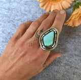 The Silhouette Ring 3- Natural Royston Turquoise and Sterling Silver- Finished to Size or as a Pendant