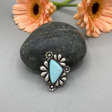 The Flora Ring 4- Natural Royston Turquoise and Sterling Silver- Finished to Size or as a Pendant