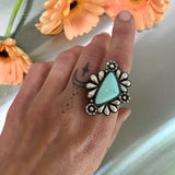 The Flora Ring 4- Natural Royston Turquoise and Sterling Silver- Finished to Size or as a Pendant