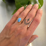 The Soleil Ring- Golden Hills Turquoise and 14k Gold- Size 6.5