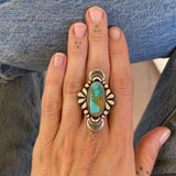 The Peacock Ring 4- Rising Phoenix Turquoise and Sterling Silver- Finished to Size or as a Pendant