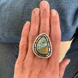 The Silhouette Ring 4- Natural Royston Turquoise and Sterling Silver- Finished to Size or as a Pendant