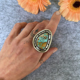 The Silhouette Ring 4- Natural Royston Turquoise and Sterling Silver- Finished to Size or as a Pendant