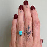 Lone Mountain Turquoise and Solid 14k Gold Ring- Size 5 (can be sized up 1/2 size)