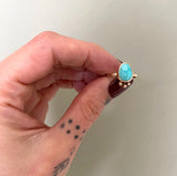 Lone Mountain Turquoise and Solid 14k Gold Ring- Size 5 (can be sized up 1/2 size)