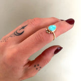 Lone Mountain Turquoise and Solid 14k Gold Ring- Size 5 (can be sized up 1/2 size)