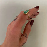 Emerald Valley Turquoise and Solid 14k Gold Ring- Size 5.5 (can be sized up 1/2 size)