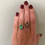 Emerald Valley Turquoise and Solid 14k Gold Ring- Size 5.5 (can be sized up 1/2 size)
