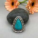 The Silhouette Ring 5- Royston Turquoise and Sterling Silver- Finished to Size or as a Pendant