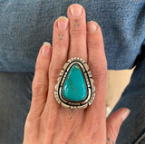 The Silhouette Ring 5- Royston Turquoise and Sterling Silver- Finished to Size or as a Pendant