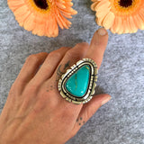 The Silhouette Ring 5- Royston Turquoise and Sterling Silver- Finished to Size or as a Pendant