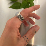 The Reflection Ring- Rainbow Moonstone and Stamped Sterling Silver- Size 6.5
