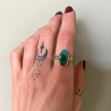 Pilot Mountain Turquoise and Solid 14k Gold Ring- Size 6.5 (can be sized up 1/2 size)