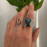 The Signet Ring- Size 6.5- Morenci II Turquoise and Sterling Silver