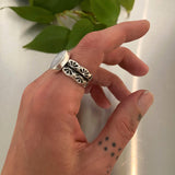 The Reflection Ring- Rainbow Moonstone and Stamped Sterling Silver- Size 7.5