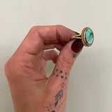 Royston Turquoise and Solid 14k Gold Ring- Size 7.5 (can be sized up 1/2 size)