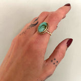 Royston Turquoise and Solid 14k Gold Ring- Size 7.5 (can be sized up 1/2 size)