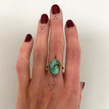 Royston Turquoise and Solid 14k Gold Ring- Size 7.5 (can be sized up 1/2 size)