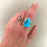 The Squiggle Signet Ring- Size 7- Sonoran Gold Turquoise and Sterling Silver