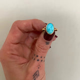 Royston Turquoise and Solid 14k Gold Ring- Size 8 (can be sized up 1/2 size)