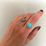 Royston Turquoise and Solid 14k Gold Ring- Size 8 (can be sized up 1/2 size)