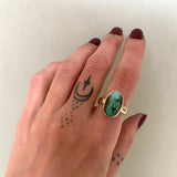 Royston Turquoise and Solid 14k Gold Ring- Size 8.5 (can be sized up 1/2 size)