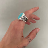 The Squiggle Signet Ring- Size 8- Royston Turquoise and Sterling Silver