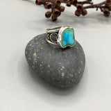 The Squiggle Signet Ring- Size 9- Sonoran Gold Turquoise and Sterling Silver