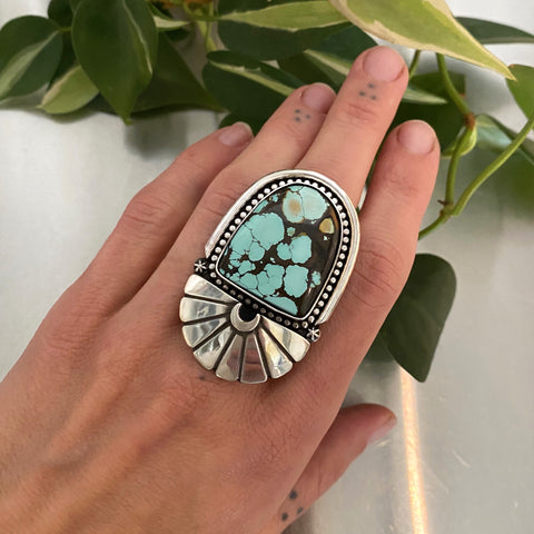 The Cosmic Portal Ring 1- Bamboo Mountain Turquoise and Sterling Silver- Finished to Size or as a Pendant