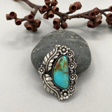 The Belladonna Ring- Kingman Turquoise and Sterling Silver- Finished to Size or as a Pendant