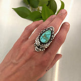 The Nightbloom Ring- Royston Turquoise and Sterling Silver- Finished to Size or as a Pendant