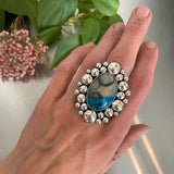 The Blue Lightning Supernova Ring- Blue Lightning Chrysocolla and Sterling Silver- Finished to Size or as a Pendant