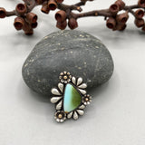 The Flora Ring- Natural Royston Turquoise, Sterling Silver, and 14k Gold- Finished to Size or as a Pendant