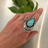 The Nightbloom Ring- Royston Turquoise and Sterling Silver- Finished to Size or as a Pendant